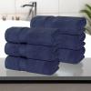 Superior 6-Piece Cotton Towel Set, Geometric Design, Dobby Border, Plush Quick Dry Towels, Decorative Bathroom, Spa, Includes 2 Bath, 2 Hand, 2 Face Towels/ Washcloth, Larissa Collection, Navy Blue(Midnight Blue)