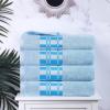 Superior 6-Piece Cotton Towel Set, Geometric Design, Dobby Border, Plush Quick Dry Towels, Decorative Bathroom, Spa, Includes 2 Bath, 2 Hand, 2 Face Towels/ Washcloth, Larissa Collection, Navy Blue(Light Blue)