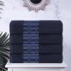 Superior 6-Piece Cotton Towel Set, Geometric Design, Dobby Border, Plush Quick Dry Towels, Decorative Bathroom, Spa, Includes 2 Bath, 2 Hand, 2 Face Towels/ Washcloth, Larissa Collection, Navy Blue(Navy Blue)