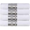 Superior 6-Piece Cotton Towel Set, Geometric Design, Dobby Border, Plush Quick Dry Towels, Decorative Bathroom, Spa, Includes 2 Bath, 2 Hand, 2 Face Towels/ Washcloth, Larissa Collection, Navy Blue(White)