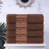 Superior 6-Piece Cotton Towel Set, Geometric Design, Dobby Border, Plush Quick Dry Towels, Decorative Bathroom, Spa, Includes 2 Bath, 2 Hand, 2 Face Towels/ Washcloth, Larissa Collection, Navy Blue(Chocolate)