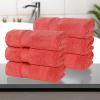 Superior 6-Piece Cotton Towel Set, Geometric Design, Dobby Border, Plush Quick Dry Towels, Decorative Bathroom, Spa, Includes 2 Bath, 2 Hand, 2 Face Towels/ Washcloth, Larissa Collection, Navy Blue(Coral)