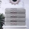 Superior 6-Piece Cotton Towel Set, Geometric Design, Dobby Border, Plush Quick Dry Towels, Decorative Bathroom, Spa, Includes 2 Bath, 2 Hand, 2 Face Towels/ Washcloth, Larissa Collection, Navy Blue(Chrome)