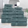 Superior 6-Piece Cotton Towel Set, Geometric Design, Dobby Border, Plush Quick Dry Towels, Decorative Bathroom, Spa, Includes 2 Bath, 2 Hand, 2 Face Towels/ Washcloth, Larissa Collection, Navy Blue(Jade)