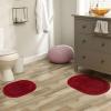 Superior Non-Slip 2 Piece Bath Rug Set, Ultra Plush, Soft, and Absorbent 100% Combed Cotton Pile – Traditional Oval Bath Mat Set, Cream(Burgundy – Oval)