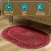 Superior Non-Slip 2 Piece Bath Rug Set, Ultra Plush, Soft, and Absorbent 100% Combed Cotton Pile – Traditional Oval Bath Mat Set, Cream(Burgundy – Oval)