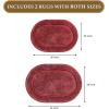 Superior Non-Slip 2 Piece Bath Rug Set, Ultra Plush, Soft, and Absorbent 100% Combed Cotton Pile – Traditional Oval Bath Mat Set, Cream(Burgundy – Oval)