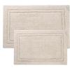 Superior Non-Slip 2 Piece Bath Rug Set, Ultra Plush, Soft, and Absorbent 100% Combed Cotton Pile – Traditional Oval Bath Mat Set, Cream(Cream)