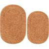 Superior Non-Slip 2 Piece Bath Rug Set, Ultra Plush, Soft, and Absorbent 100% Combed Cotton Pile – Traditional Oval Bath Mat Set, Cream(Rust – Oval)