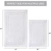 Superior Non-Slip 2 Piece Bath Rug Set, Ultra Plush, Soft, and Absorbent 100% Combed Cotton Pile – Traditional Oval Bath Mat Set, Cream(White)