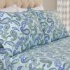 Superior Premium Cotton Flannel Pillowcases, All Season 100% Brushed Cotton Flannel Bedding, Pillowcase Set of 2 , Standard, Paisley Grey(Paisley Light Blue)