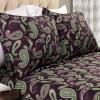 Superior Premium Cotton Flannel Pillowcases, All Season 100% Brushed Cotton Flannel Bedding, Pillowcase Set of 2 , Standard, Paisley Grey(Paisley Purple)