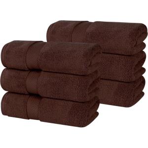 Superior 6-Piece Cotton Towel Set, Geometric Design, Dobby Border, Plush Quick Dry Towels, Decorative Bathroom, Spa, Includes 2 Bath, 2 Hand, 2 Face Towels/ Washcloth, Larissa Collection, Navy Blue(Espresso)