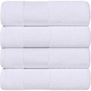 Superior 6-Piece Cotton Towel Set, Geometric Design, Dobby Border, Plush Quick Dry Towels, Decorative Bathroom, Spa, Includes 2 Bath, 2 Hand, 2 Face Towels/ Washcloth, Larissa Collection, Navy Blue(White-white)