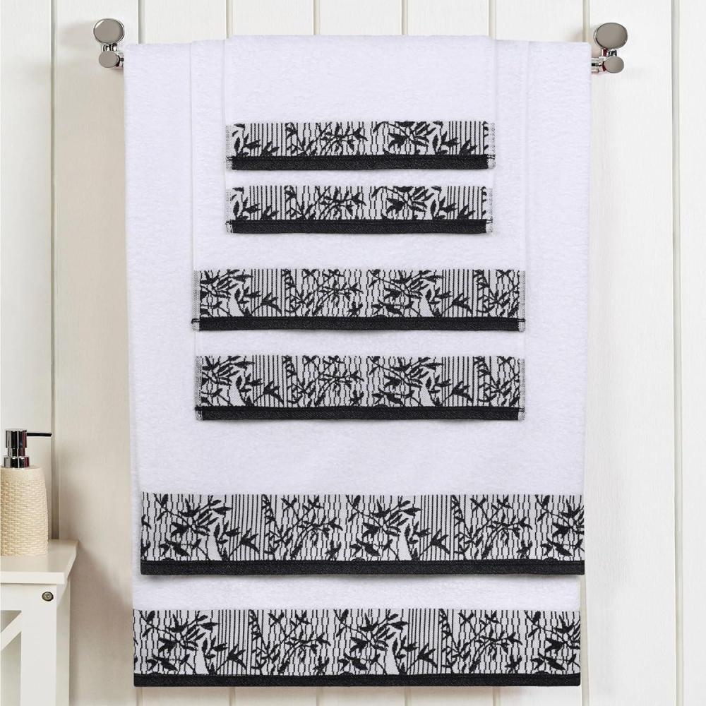 imageSuperior 6 Piece Cotton Towel Set Floral Jacquard Dobby Border Quick Dry Decorative Bathroom Shower Bath Includes 2 Body 2 Hand 2 Face TowelsWashcloths Wisteria Collection Garnet RedWhiteBlack