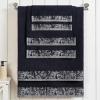 Superior 6 Piece Cotton Towel Set, Floral Jacquard Dobby Border, Quick Dry, Decorative Bathroom, Shower, Bath, Includes 2 Body, 2 Hand, 2 Face Towels/Washcloths, Wisteria Collection, Garnet Red(Black)