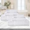 Superior 6 Piece Cotton Towel Set, Floral Jacquard Dobby Border, Quick Dry, Decorative Bathroom, Shower, Bath, Includes 2 Body, 2 Hand, 2 Face Towels/Washcloths, Wisteria Collection, Garnet Red(White-white)