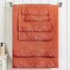 Superior 6 Piece Cotton Towel Set, Floral Jacquard Dobby Border, Quick Dry, Decorative Bathroom, Shower, Bath, Includes 2 Body, 2 Hand, 2 Face Towels/Washcloths, Wisteria Collection, Garnet Red(Mandarin Orange)
