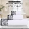 Superior 6 Piece Cotton Towel Set, Floral Jacquard Dobby Border, Quick Dry, Decorative Bathroom, Shower, Bath, Includes 2 Body, 2 Hand, 2 Face Towels/Washcloths, Wisteria Collection, Garnet Red(White/Grey)