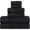 Superior 6 Piece Cotton Towel Set, Floral Jacquard Dobby Border, Quick Dry, Decorative Bathroom, Shower, Bath, Includes 2 Body, 2 Hand, 2 Face Towels/Washcloths, Wisteria Collection, Garnet Red(Black/Black)