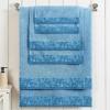 Superior 6 Piece Cotton Towel Set, Floral Jacquard Dobby Border, Quick Dry, Decorative Bathroom, Shower, Bath, Includes 2 Body, 2 Hand, 2 Face Towels/Washcloths, Wisteria Collection, Garnet Red(Waterfall Blue)