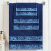 Superior 6 Piece Cotton Towel Set, Floral Jacquard Dobby Border, Quick Dry, Decorative Bathroom, Shower, Bath, Includes 2 Body, 2 Hand, 2 Face Towels/Washcloths, Wisteria Collection, Garnet Red(Navy Blue)