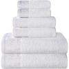 Superior 6 Piece Cotton Towel Set, Floral Jacquard Dobby Border, Quick Dry, Decorative Bathroom, Shower, Bath, Includes 2 Body, 2 Hand, 2 Face Towels/Washcloths, Wisteria Collection, Garnet Red(White-white)