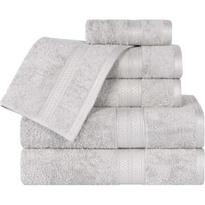 Superior Rayon from Bamboo and Cotton Bathroom Towels, Velvety Soft and Super Absorbent, Hotel & Spa Quality 6 Piece Towel Set with 2 Bath Towels, 2 Hand Towels, and 2 Washcloths – Chrome