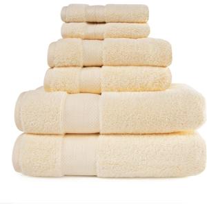 Superior Bathroom Accessories Bath Towel Set, 6 PC, Olive Green(Ivory)