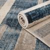 Superior Indoor Area Rug, Jute Backing, Soft Modern Rugs for Dining, Family, Kitchen Floors, Office Floor Cover, Plush Striped Rugs, Radko Collection, 5′ x 8′, Blue/Cream(Blue Crème)