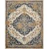Superior Indoor Area Rug, Jute Backing, Soft Modern Rugs for Dining, Family, Kitchen Floors, Office Floor Cover, Plush Striped Rugs, Radko Collection, 5′ x 8′, Blue/Cream(Beige Brown)