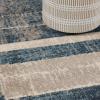 Superior Indoor Area Rug, Jute Backing, Soft Modern Rugs for Dining, Family, Kitchen Floors, Office Floor Cover, Plush Striped Rugs, Radko Collection, 5′ x 8′, Blue/Cream(Blue Crème)