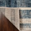 Superior Indoor Area Rug, Jute Backing, Soft Modern Rugs for Dining, Family, Kitchen Floors, Office Floor Cover, Plush Striped Rugs, Radko Collection, 5′ x 8′, Blue/Cream(Blue Crème)