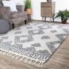 Superior Indoor Area Rug Perfect for Bedroom, Laundry Room, Entryway, Office, Playroom, Nursery, Fluffy Carpet Cover, Modern Geometric Diamond Lattice Shag JAYC Collection, 2′ 7″ x 8′, Ivory Black(Lore Ivory Black)