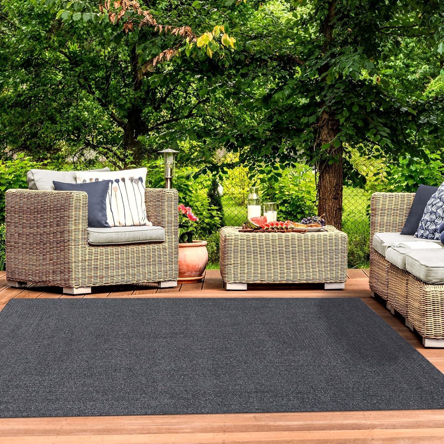 imageSuperior IndoorOutdoor Area Rug Reversible Braided Floor Decor for Living Room Kitchen Patio Front Porch Modern Boho Farmhouse Rugs Hardwood Bedroom Accessories 5 x 8 CharcoalCharcoal