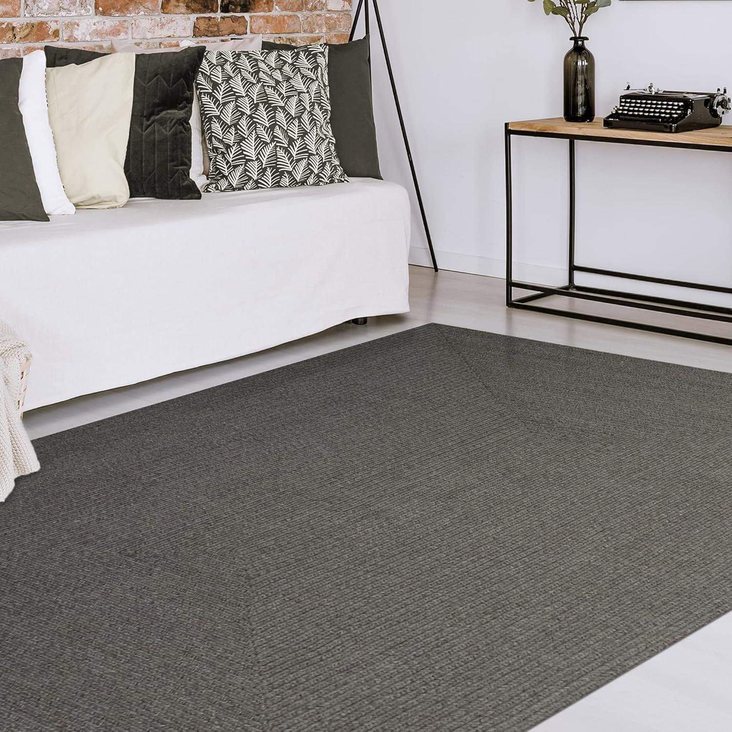 imageSuperior IndoorOutdoor Area Rug Reversible Braided Floor Decor for Living Room Kitchen Patio Front Porch Modern Boho Farmhouse Rugs Hardwood Bedroom Accessories 5 x 8 CharcoalCanvas