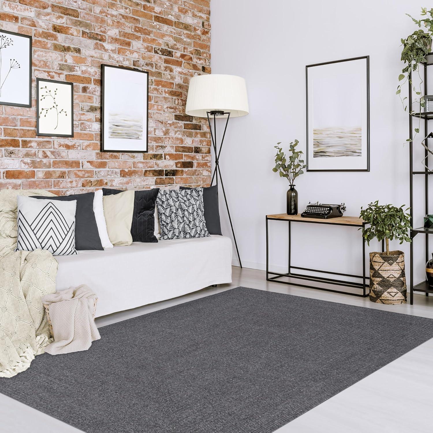 imageSuperior IndoorOutdoor Area Rug Reversible Braided Floor Decor for Living Room Kitchen Patio Front Porch Modern Boho Farmhouse Rugs Hardwood Bedroom Accessories 5 x 8 CharcoalCharcoal