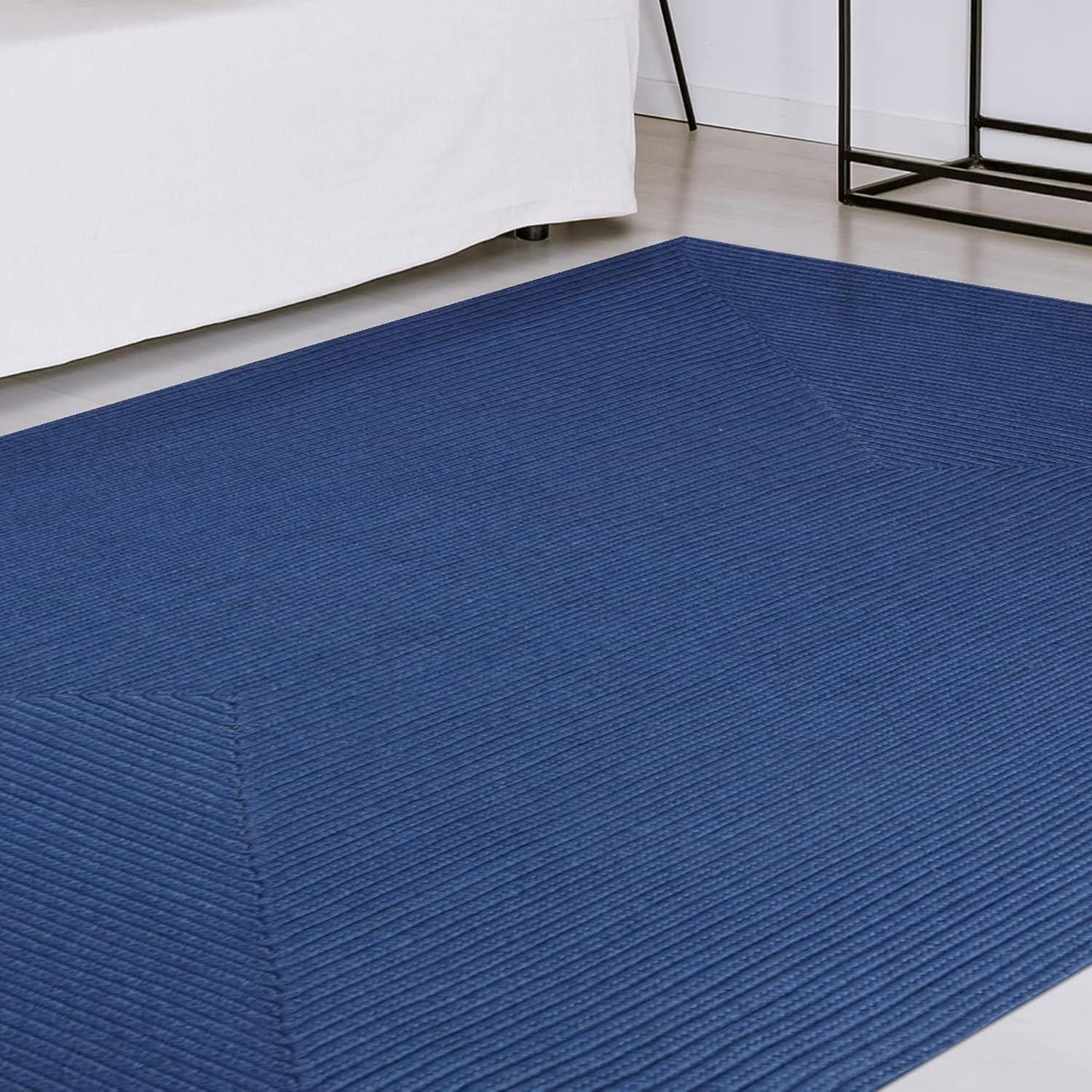 imageSuperior IndoorOutdoor Area Rug Reversible Braided Floor Decor for Living Room Kitchen Patio Front Porch Modern Boho Farmhouse Rugs Hardwood Bedroom Accessories 5 x 8 CharcoalDenim Blue