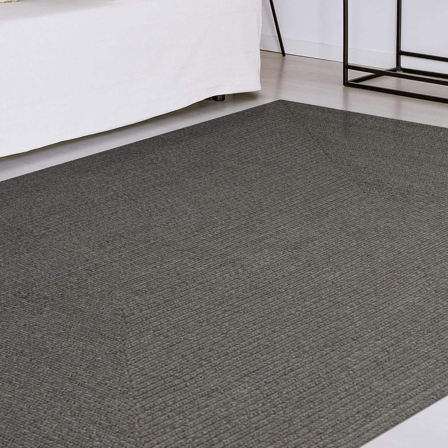 imageSuperior IndoorOutdoor Area Rug Reversible Braided Floor Decor for Living Room Kitchen Patio Front Porch Modern Boho Farmhouse Rugs Hardwood Bedroom Accessories 5 x 8 CharcoalCanvas