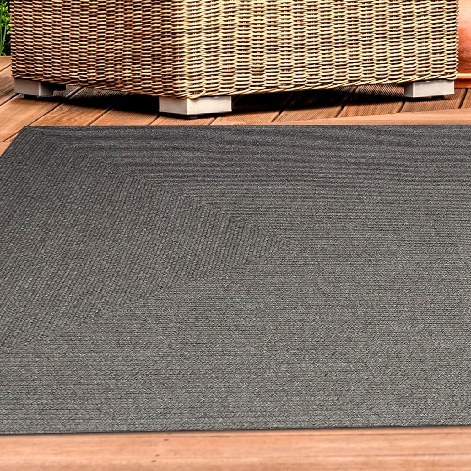 imageSuperior IndoorOutdoor Area Rug Reversible Braided Floor Decor for Living Room Kitchen Patio Front Porch Modern Boho Farmhouse Rugs Hardwood Bedroom Accessories 5 x 8 CharcoalCanvas