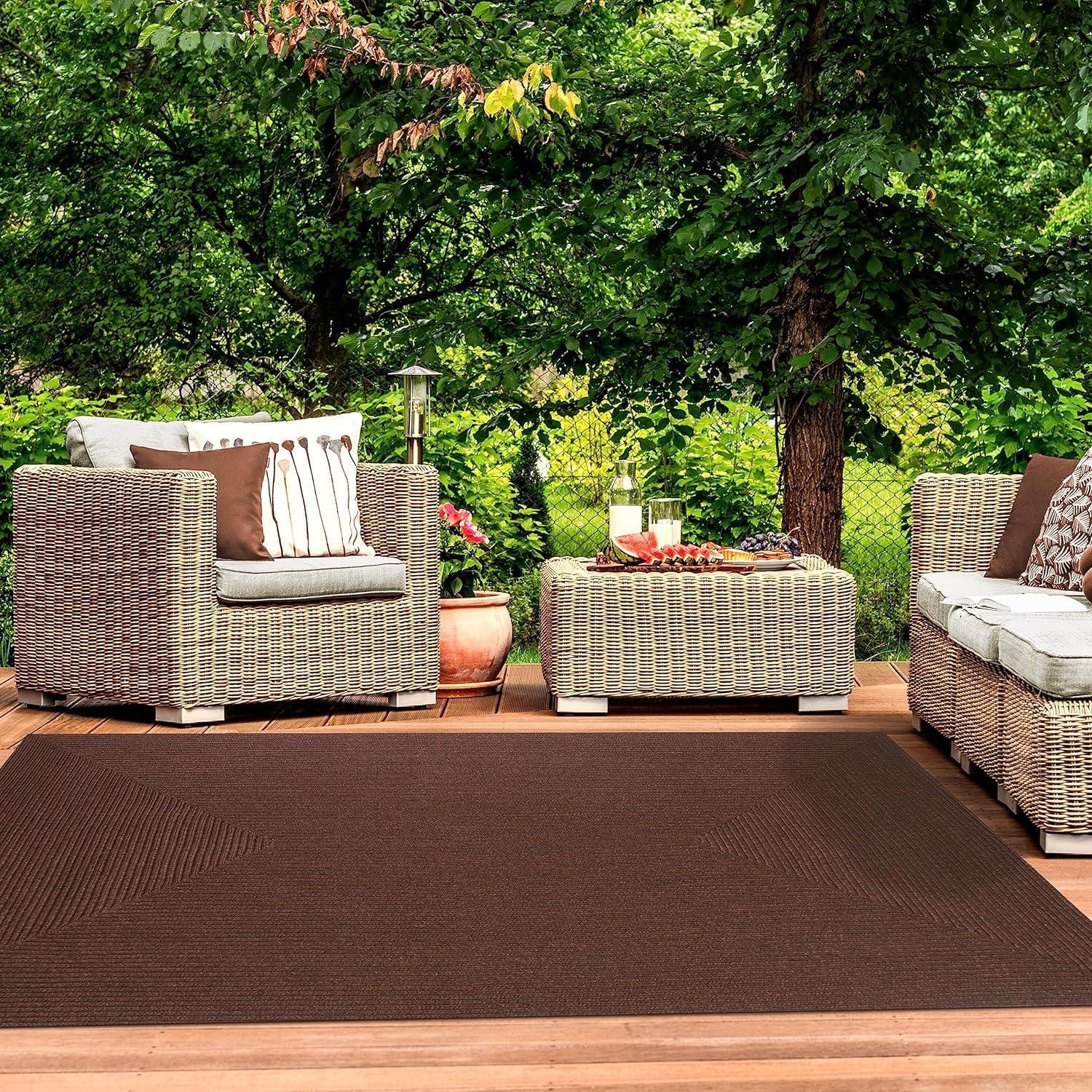 imageSuperior IndoorOutdoor Area Rug Reversible Braided Floor Decor for Living Room Kitchen Patio Front Porch Modern Boho Farmhouse Rugs Hardwood Bedroom Accessories 5 x 8 CharcoalCocoa