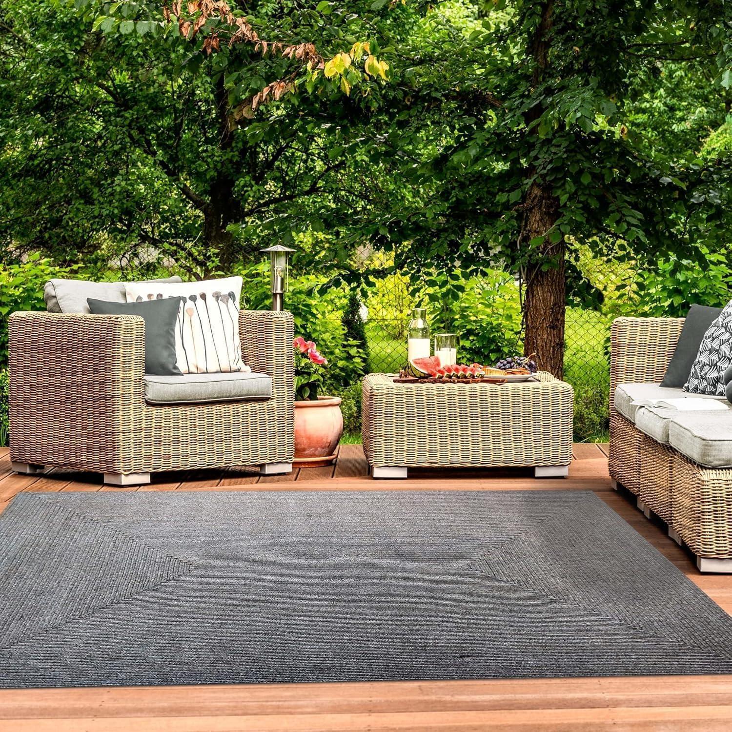 imageSuperior IndoorOutdoor Area Rug Reversible Braided Floor Decor for Living Room Kitchen Patio Front Porch Modern Boho Farmhouse Rugs Hardwood Bedroom Accessories 5 x 8 CharcoalSlate
