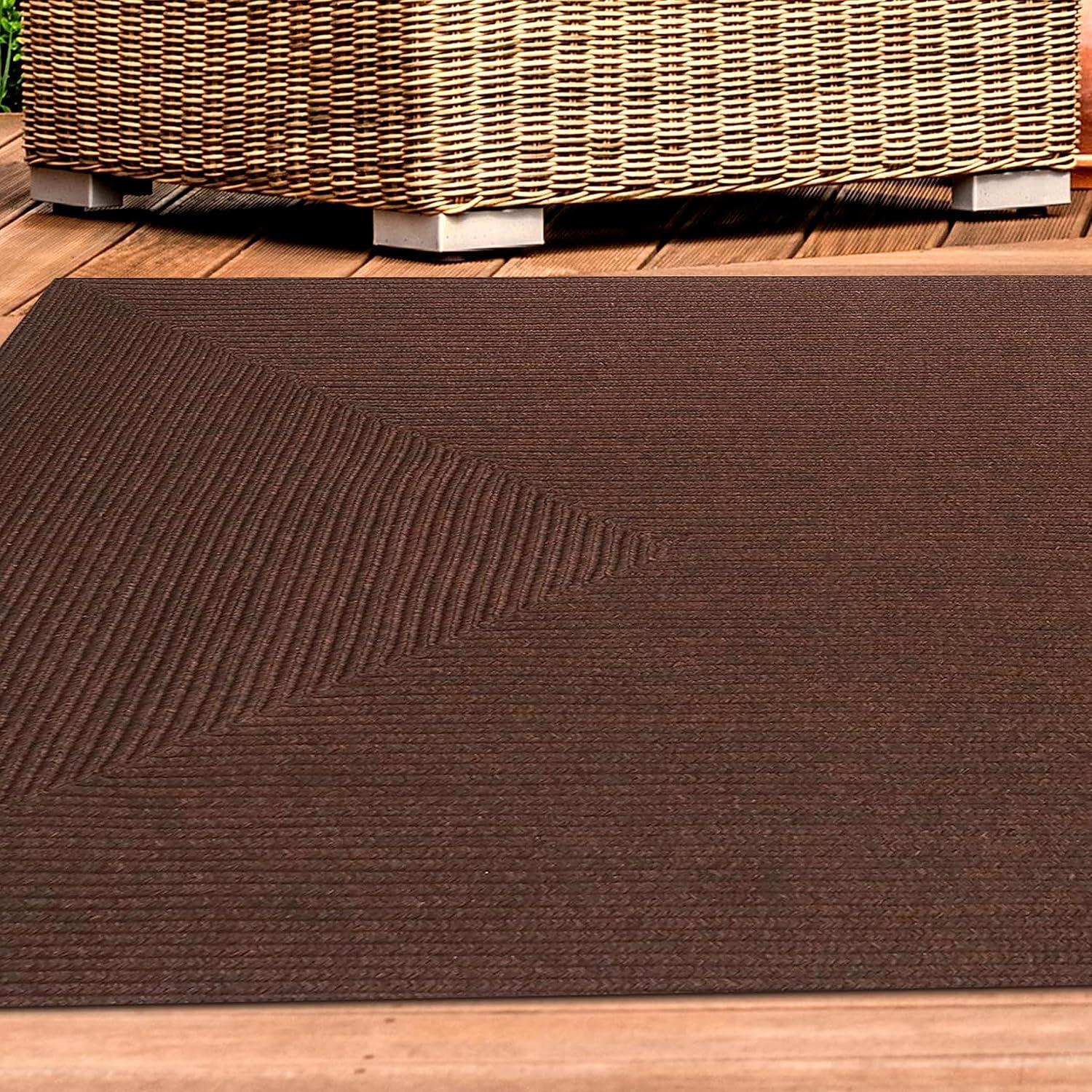 imageSuperior IndoorOutdoor Area Rug Reversible Braided Floor Decor for Living Room Kitchen Patio Front Porch Modern Boho Farmhouse Rugs Hardwood Bedroom Accessories 5 x 8 CharcoalCocoa