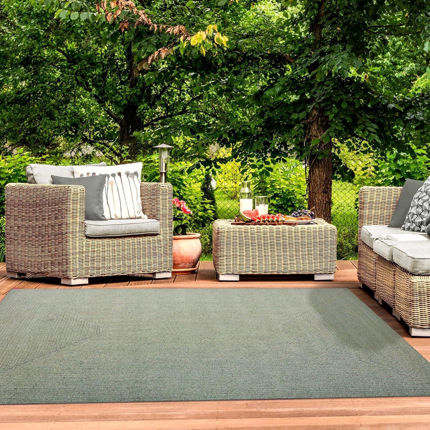 imageSuperior IndoorOutdoor Area Rug Reversible Braided Floor Decor for Living Room Kitchen Patio Front Porch Modern Boho Farmhouse Rugs Hardwood Bedroom Accessories 5 x 8 CharcoalFog Green