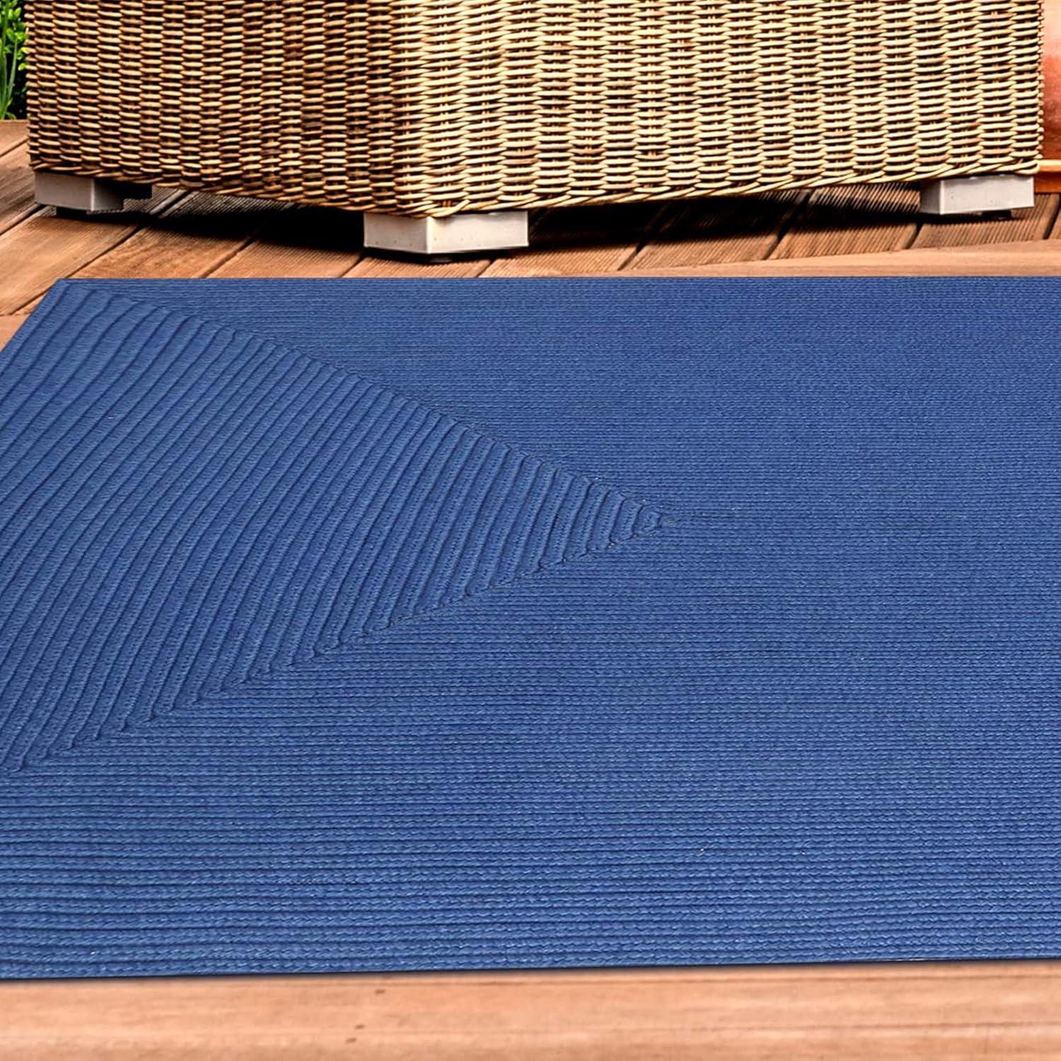 imageSuperior IndoorOutdoor Area Rug Reversible Braided Floor Decor for Living Room Kitchen Patio Front Porch Modern Boho Farmhouse Rugs Hardwood Bedroom Accessories 5 x 8 CharcoalDenim Blue