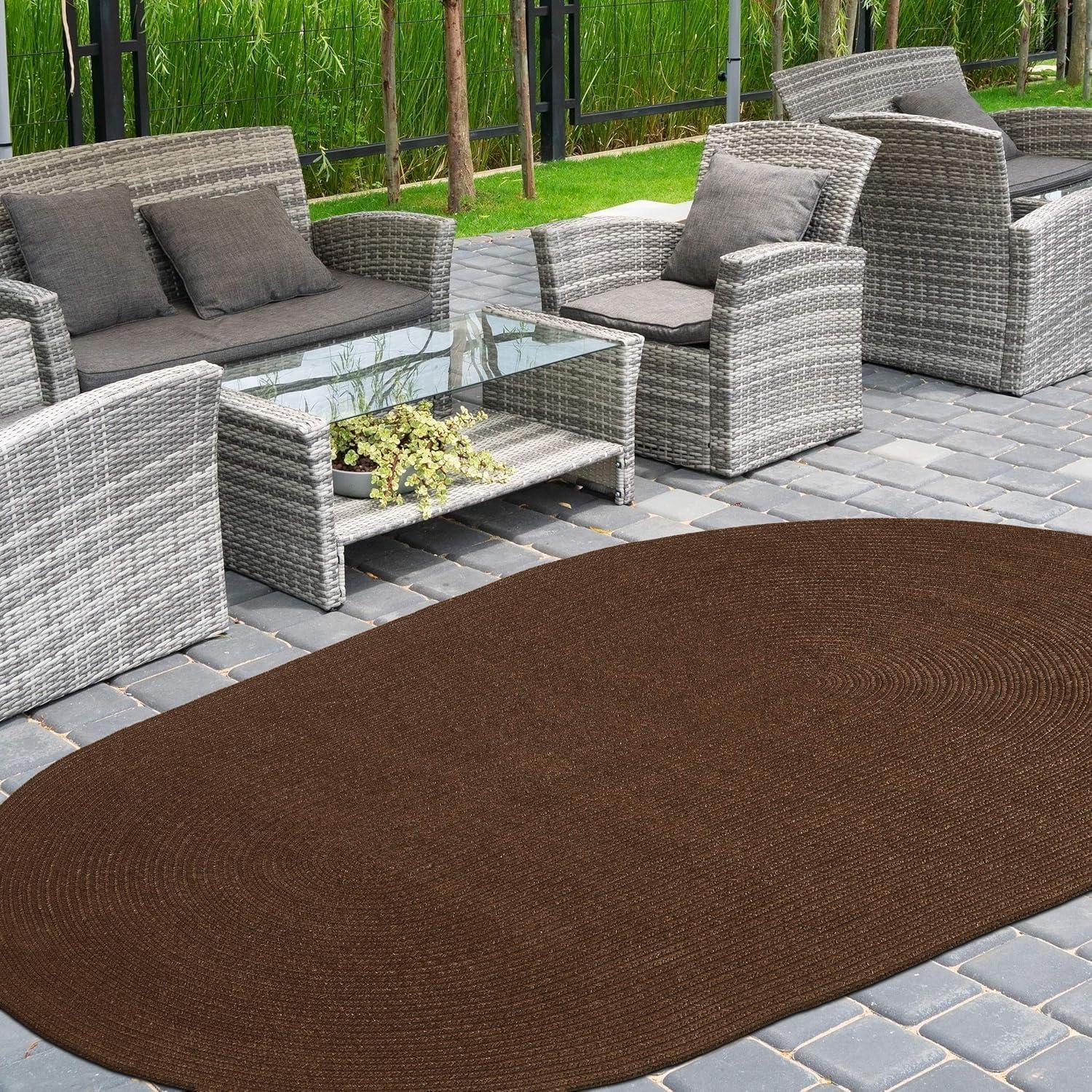 imageSuperior IndoorOutdoor Area Rug Reversible Braided Floor Decor for Living Room Kitchen Patio Front Porch Modern Boho Farmhouse Rugs Hardwood Bedroom Accessories 5 x 8 CharcoalCocoa