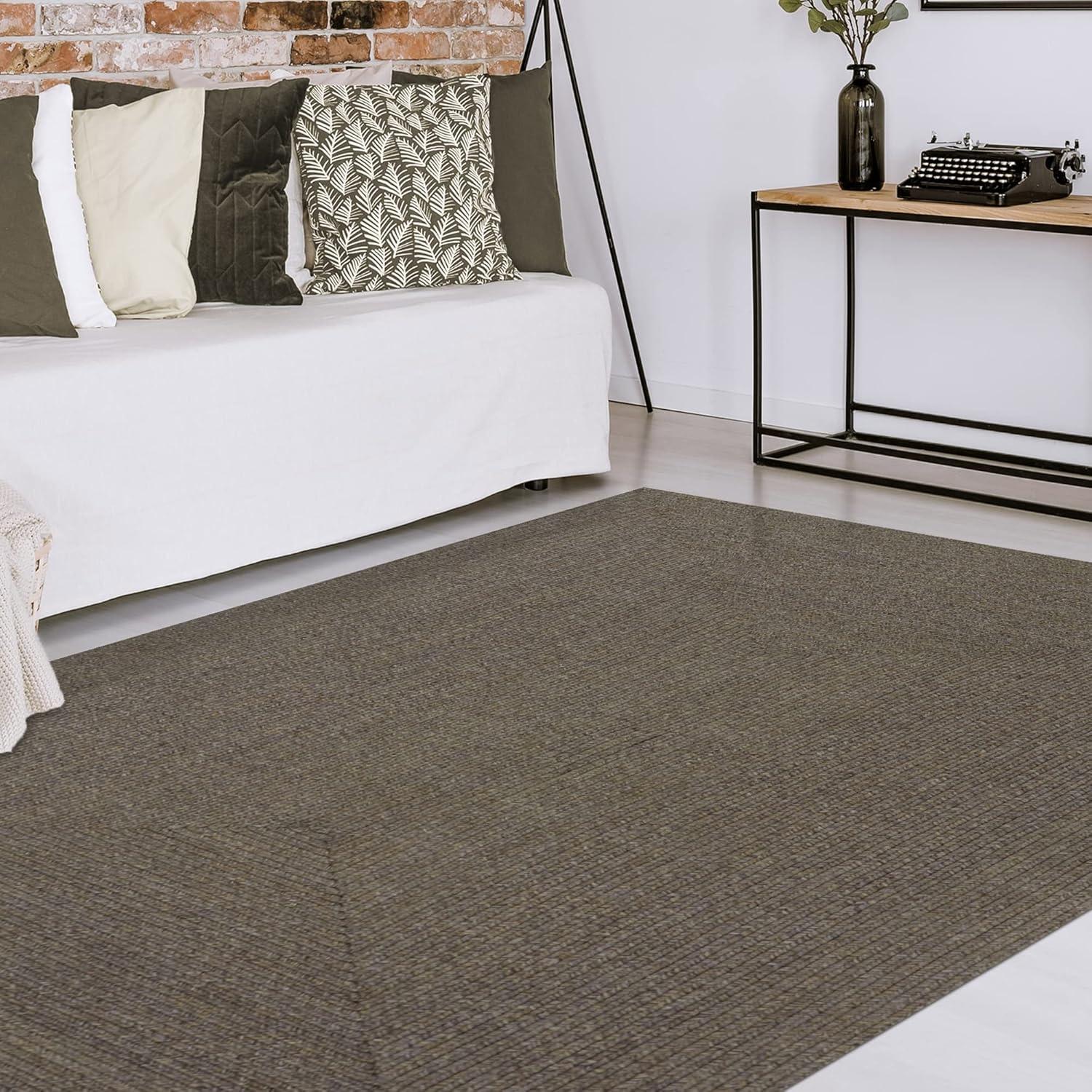 imageSuperior IndoorOutdoor Area Rug Reversible Braided Floor Decor for Living Room Kitchen Patio Front Porch Modern Boho Farmhouse Rugs Hardwood Bedroom Accessories 4 x 6 Latte