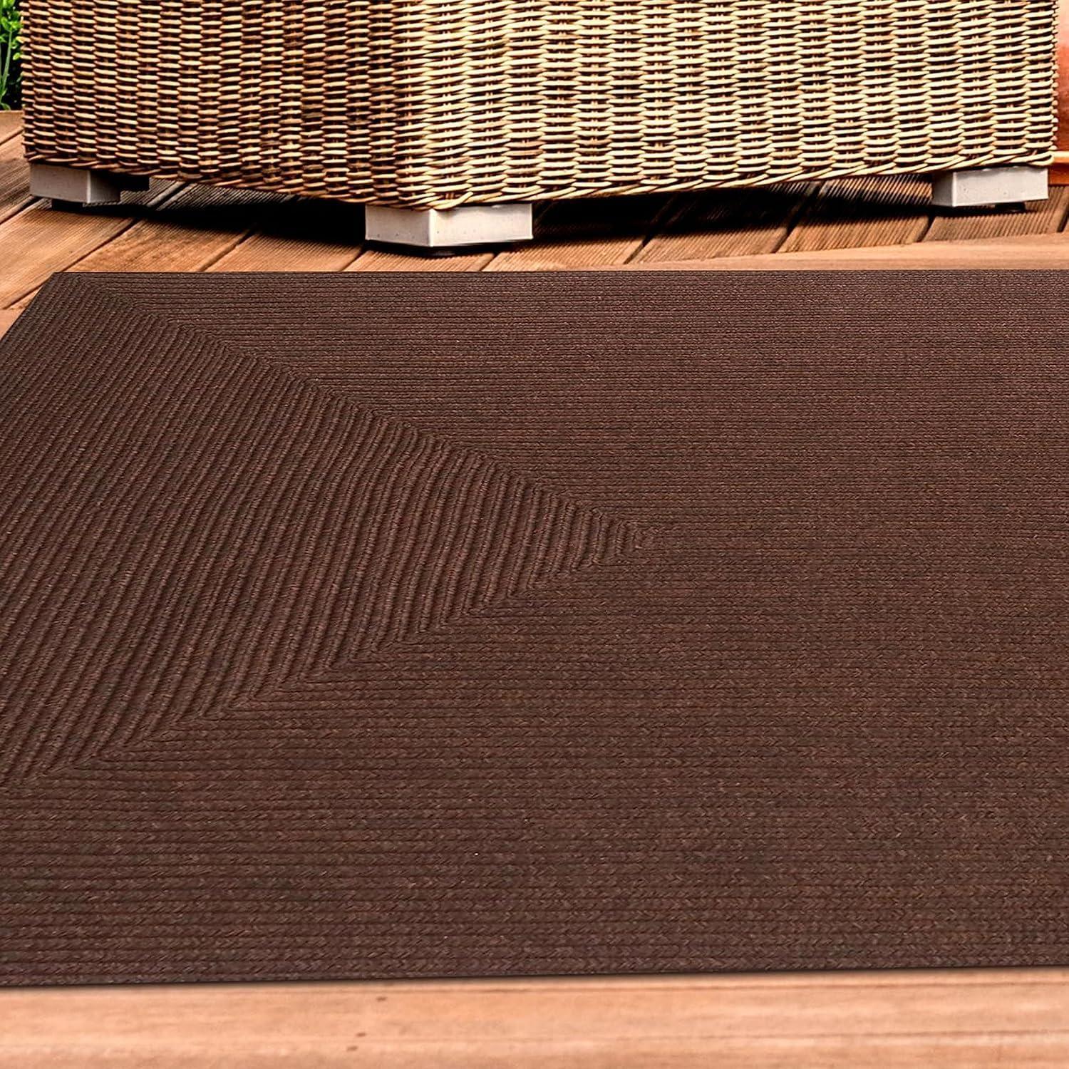 imageSuperior IndoorOutdoor Area Rug Reversible Braided Floor Decor for Living Room Kitchen Patio Front Porch Modern Boho Farmhouse Rugs Hardwood Bedroom Accessories 5 x 8 CharcoalCocoa