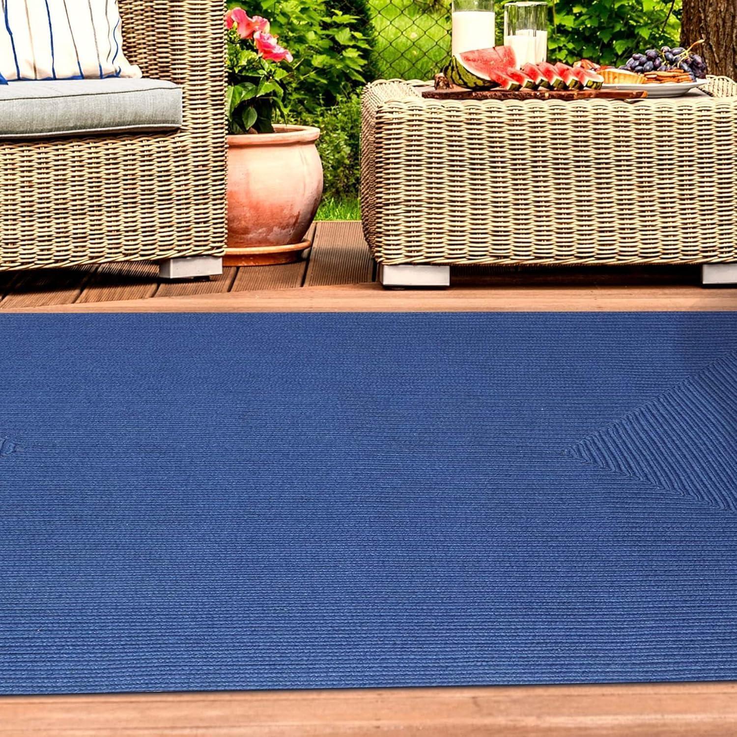imageSuperior IndoorOutdoor Area Rug Reversible Braided Floor Decor for Living Room Kitchen Patio Front Porch Modern Boho Farmhouse Rugs Hardwood Bedroom Accessories 5 x 8 CharcoalDenim Blue