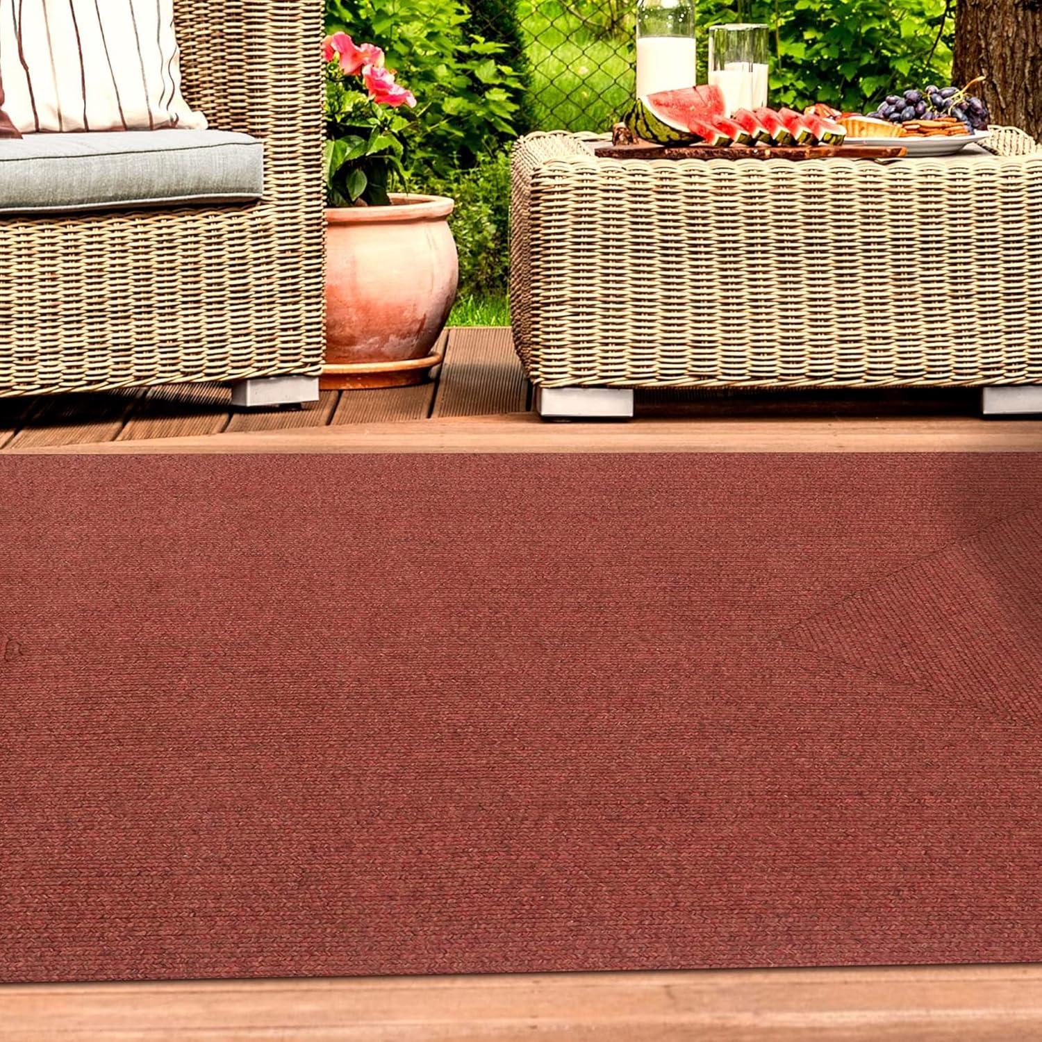 imageSuperior IndoorOutdoor Area Rug Reversible Braided Floor Decor for Living Room Kitchen Patio Front Porch Modern Boho Farmhouse Rugs Hardwood Bedroom Accessories 5 x 8 CharcoalBrick